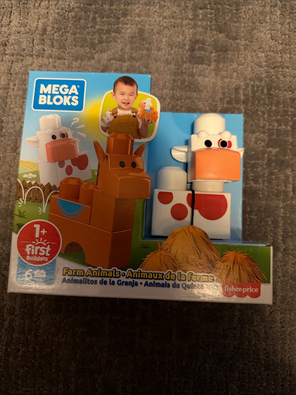 NWT Mega Bloks Fisher-Price Farm Animals Building Set - White & Orange